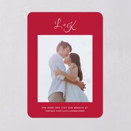 Vintage Heart Locket Save the Date Cards Crimson Signature smooth Blank No Rounded