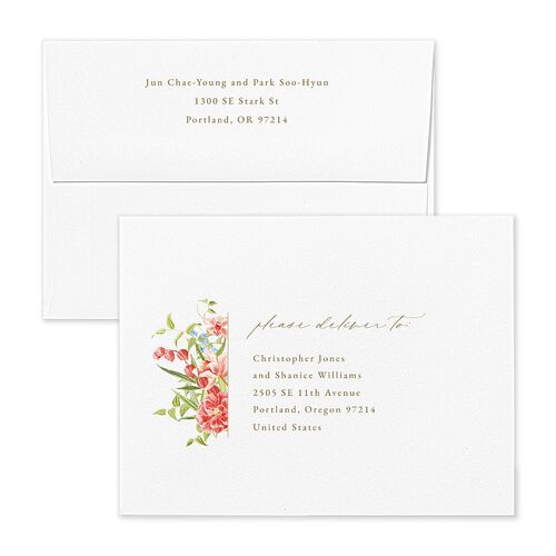 Bom Bloom Thank You Card Envelopes Blue Pure White Return Address Signature Standard
