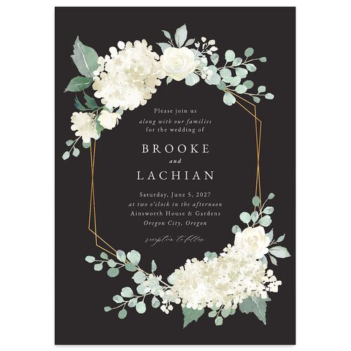 Elegant Hydrangea Wedding Invitations Charcoal Signature Blank No Standard