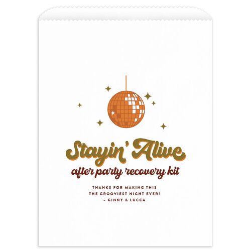 Disco Love Favor Bags White Umber Wax-Lined Food Safe Paper