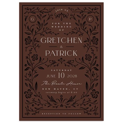 Ornate Storybook Wedding Invitations Chocolate Signature Blank No Standard