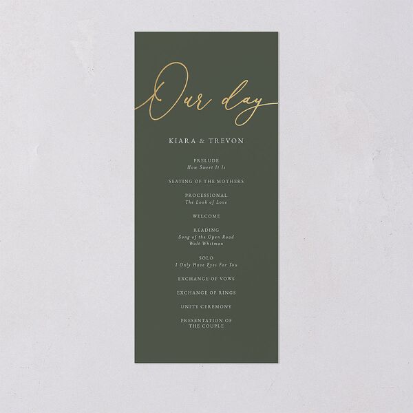 Romantic Photo Wedding Programs Gold Hunter Green Signature