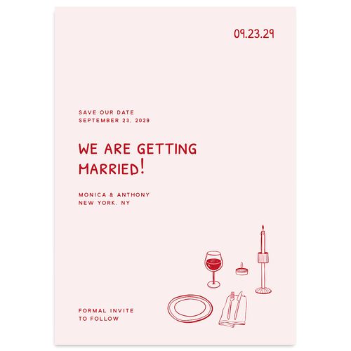Hand Drawn Recipe Save the Date Cards Crimson Signature smooth Blank No Standard