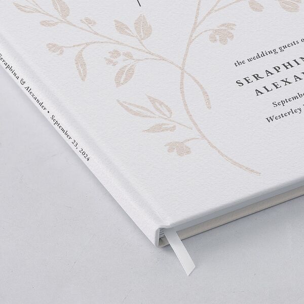 Botanical Initials Wedding Guest Book Pink Cotton