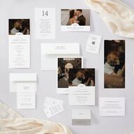 Elegant Photo Monogram Wedding Enclosure Cards Pure White Signature Standard