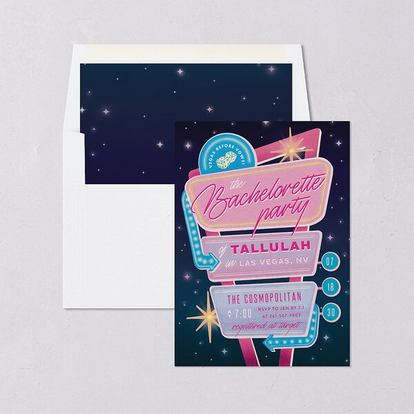 Las Vegas Love Bridal Shower Invitations Rose Pink Signature Blank Standard