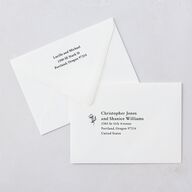 Elegant Typography Save The Date Card Euro Envelopes White Cotton Both Recipient and Return Addresses Luxe Signature