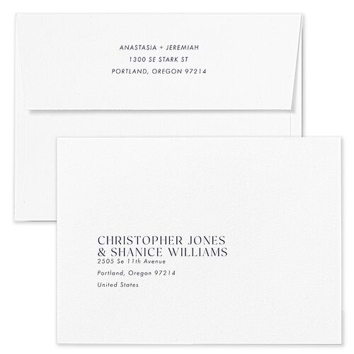 Photo Splash Save The Date Card Envelopes Navy White Both Recipient and Return Addresses Signature Standard