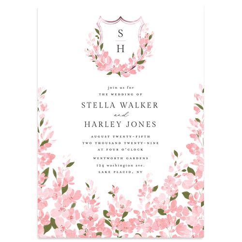 Delphinium Crest Wedding Invitations Shell Pink Signature Blank No Standard
