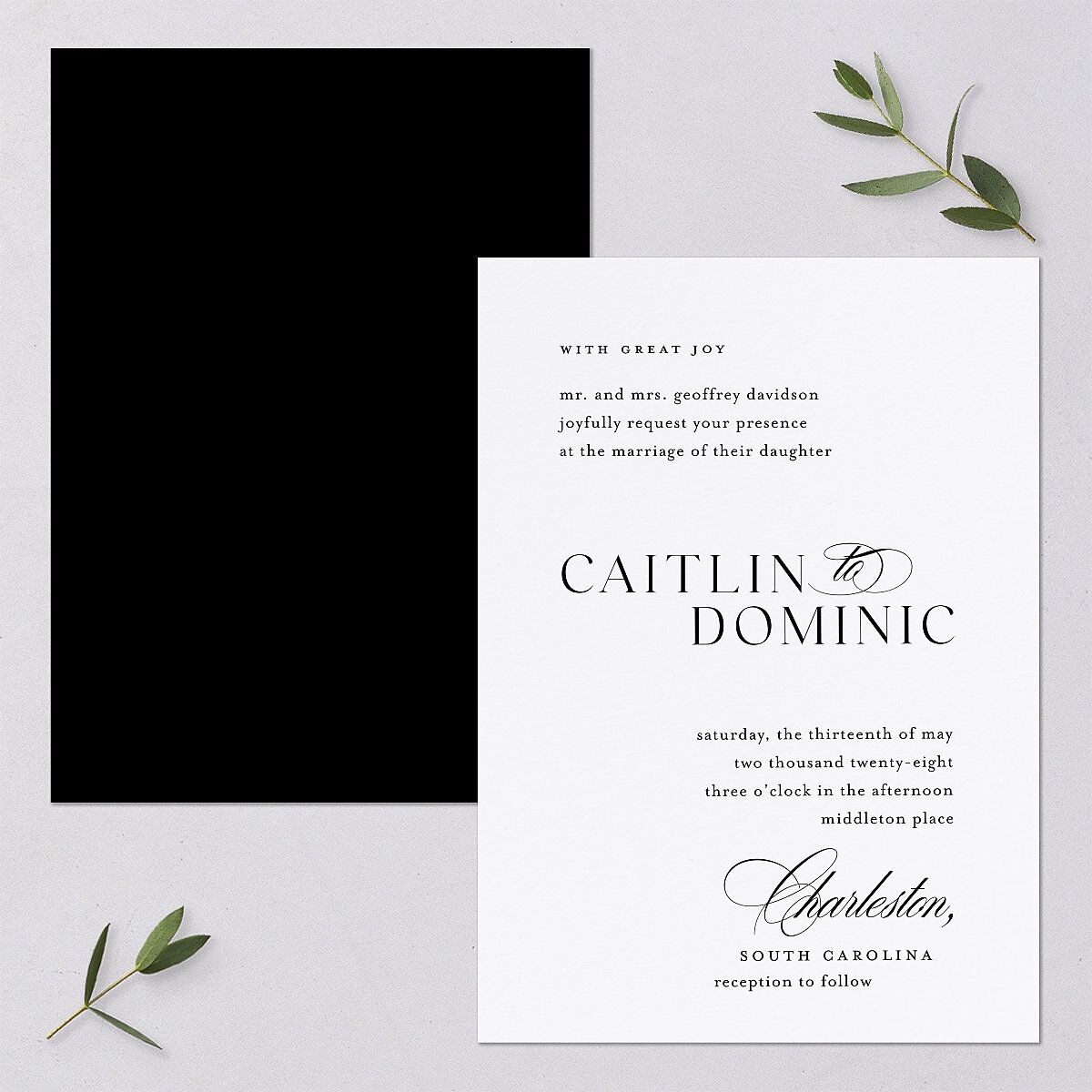 Classic Flourish Wedding Invitations Pure White Signature Blank No Standard
