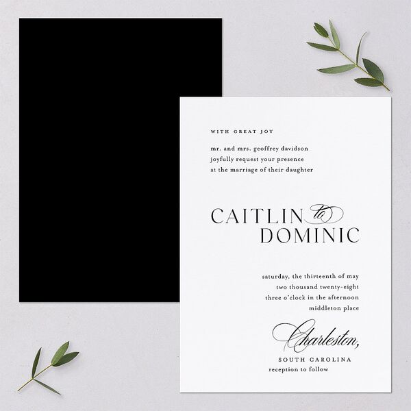 Classic Flourish Wedding Invitations Pure White Signature Blank No Standard