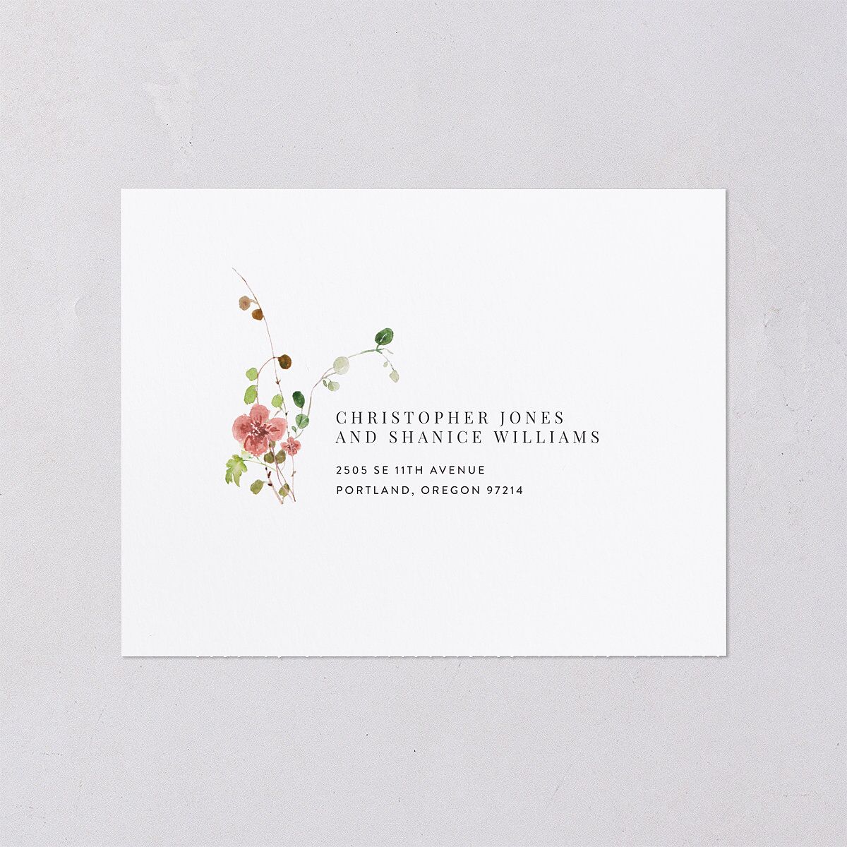 Delicate Wildflower All-in-One Wedding Invitations Peach Pink Signature Light Both Recipient and Return Addresses No