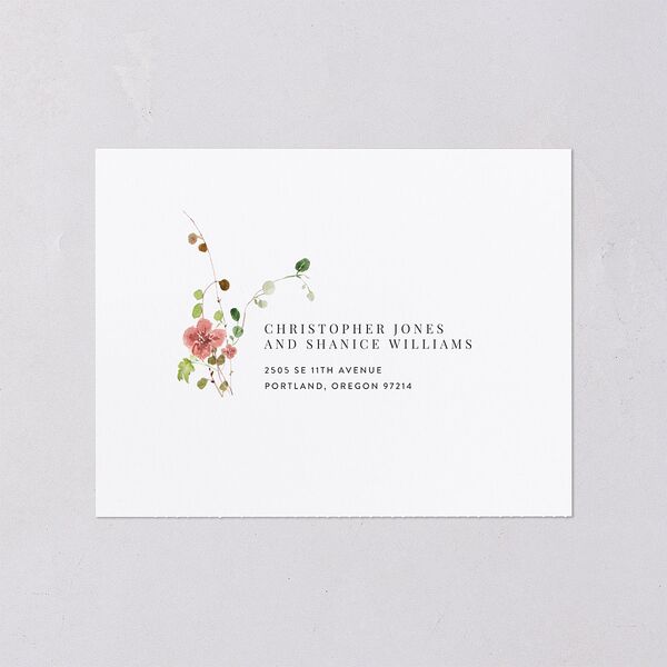 Delicate Wildflower All-in-One Wedding Invitations Peach Pink Signature Light Both Recipient and Return Addresses No