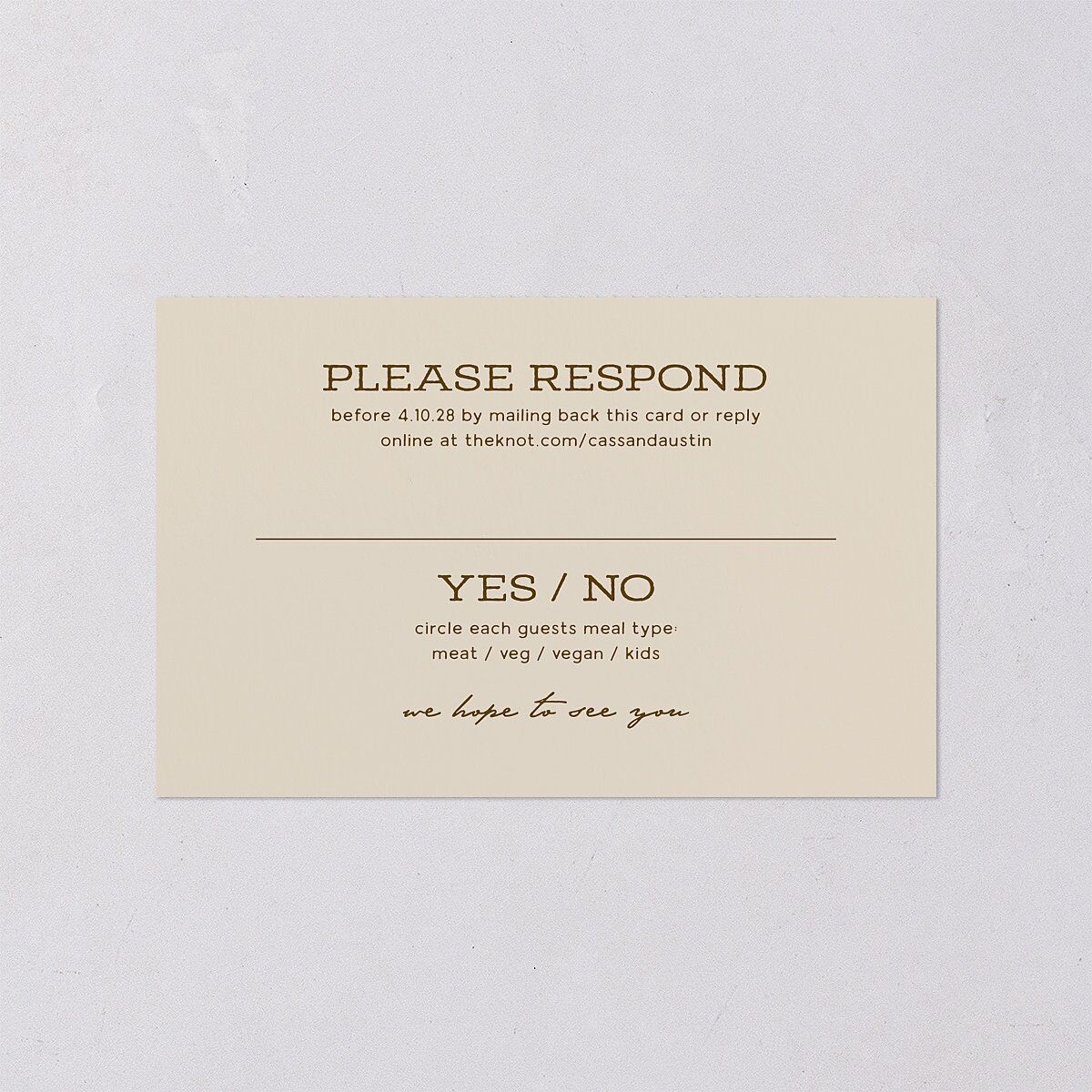 Southwestern Nouveau All-in-One Wedding Invitations Umber Signature Light Both Recipient and Return Addresses No