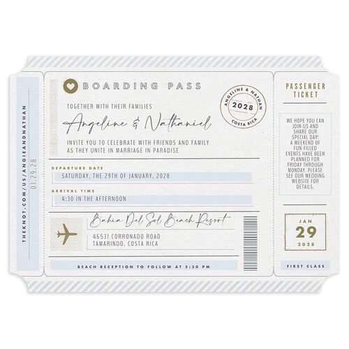 Vintage Boarding Pass Travel Ticket Wedding Invitations Slate Signature Blank No Ticket
