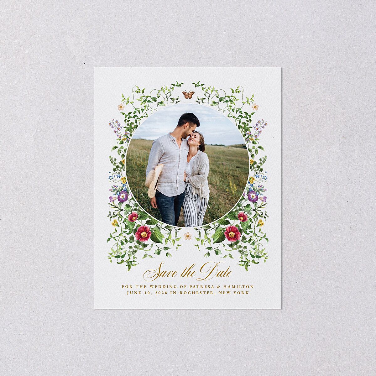 Opulent Garden Save the Date Petite Cards Scottish Green Signature smooth Blank No Standard