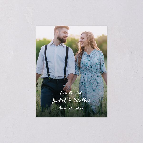 Watercolor Fairytale Trees Save the Date Petite Cards Slate Signature smooth Blank Standard