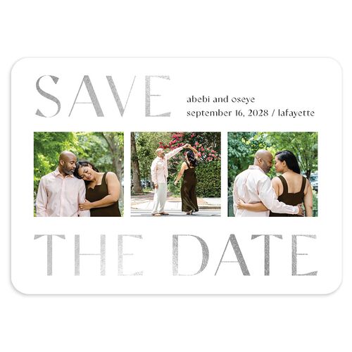 Gilded Sahara Pattern Save the Date Cards Silver Rust Signature smooth Blank No Rounded