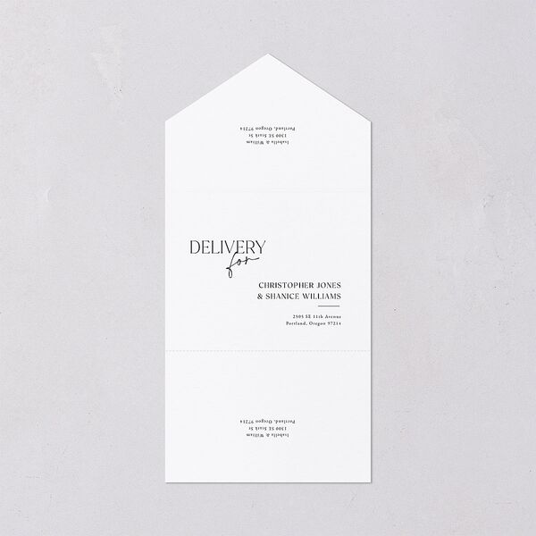 Nothing Fancy All-in-One Wedding Invitations Pure White Signature Light Both Recipient and Return Addresses No