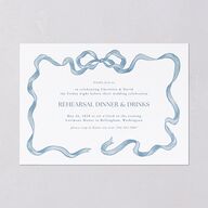 Vintage Bow Rehearsal Dinner Invitations Regency Blue Signature Blank Standard