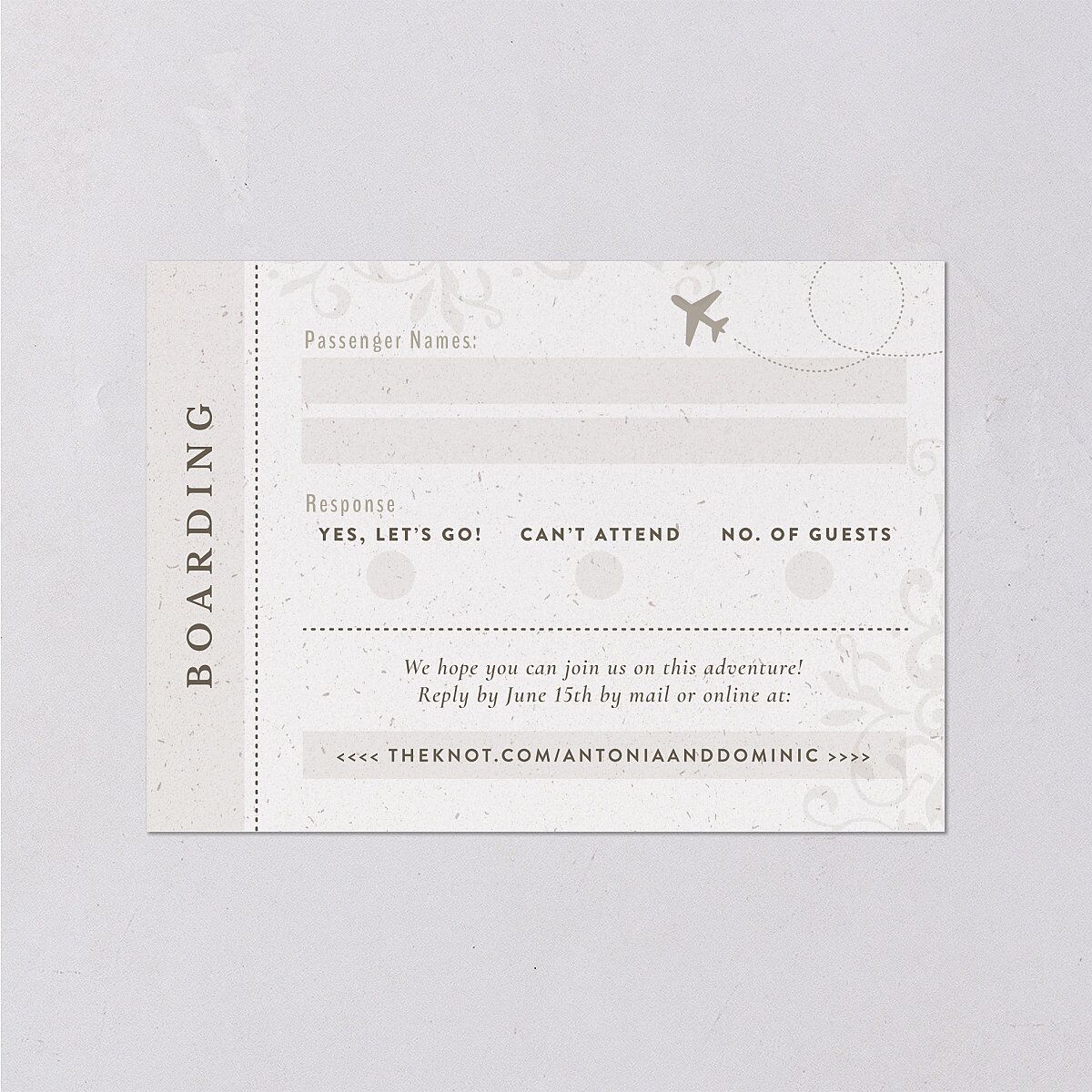 Timeless Passport Wedding Response Cards Linen Signature Standard