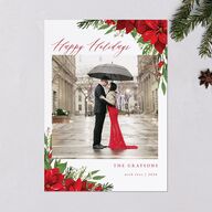 Beloved Poinsettia Holiday Cards Crimson Signature Blank Standard Portrait