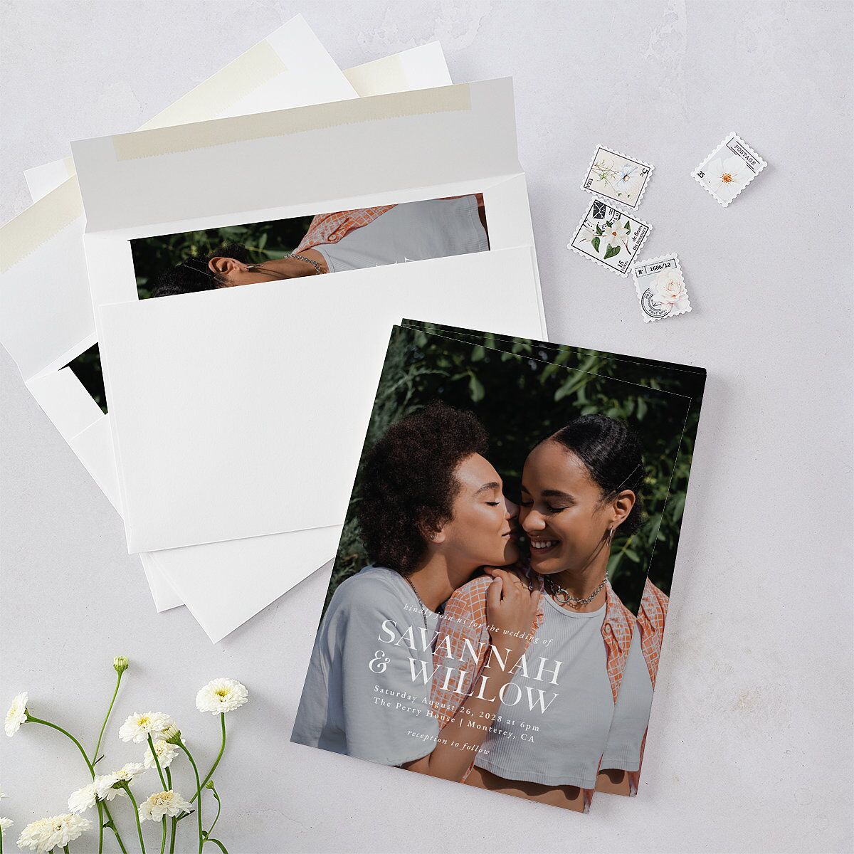 Elegant Snapshot Wedding Invitations Pure White Signature Blank No Standard