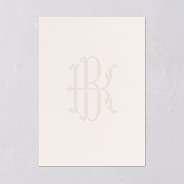 Luxury Floral Monogram Save the Date Cards Cotton Signature smooth Blank No Standard