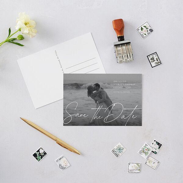 Gilded Corner Save the Date Postcards Pure White