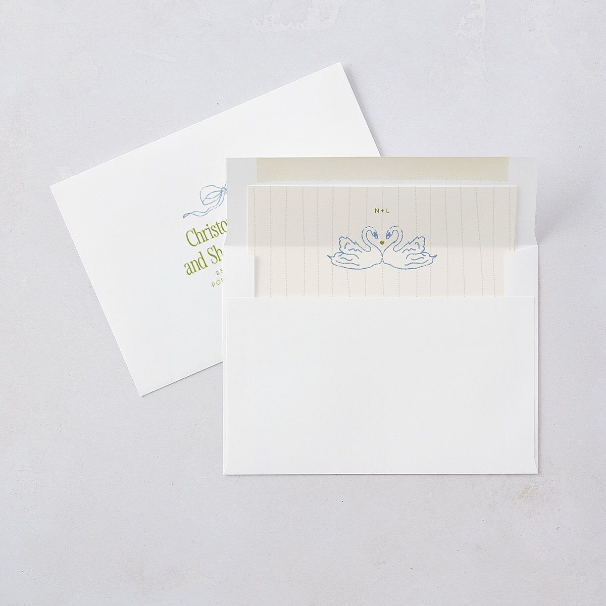 Modern Delicate Bows Wedding Invitations Peridot Signature Blank Standard No