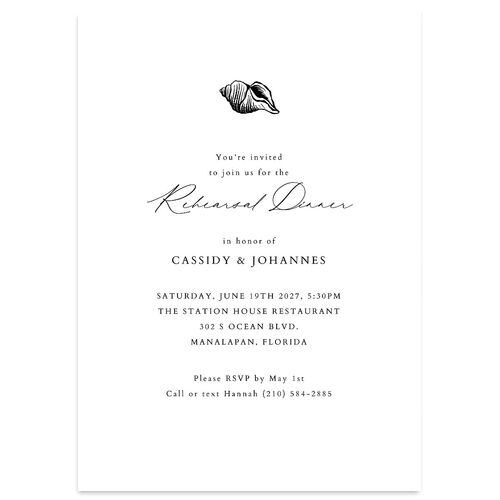 Classic Shell Rehearsal Dinner Invitations Licorice Signature Blank Standard