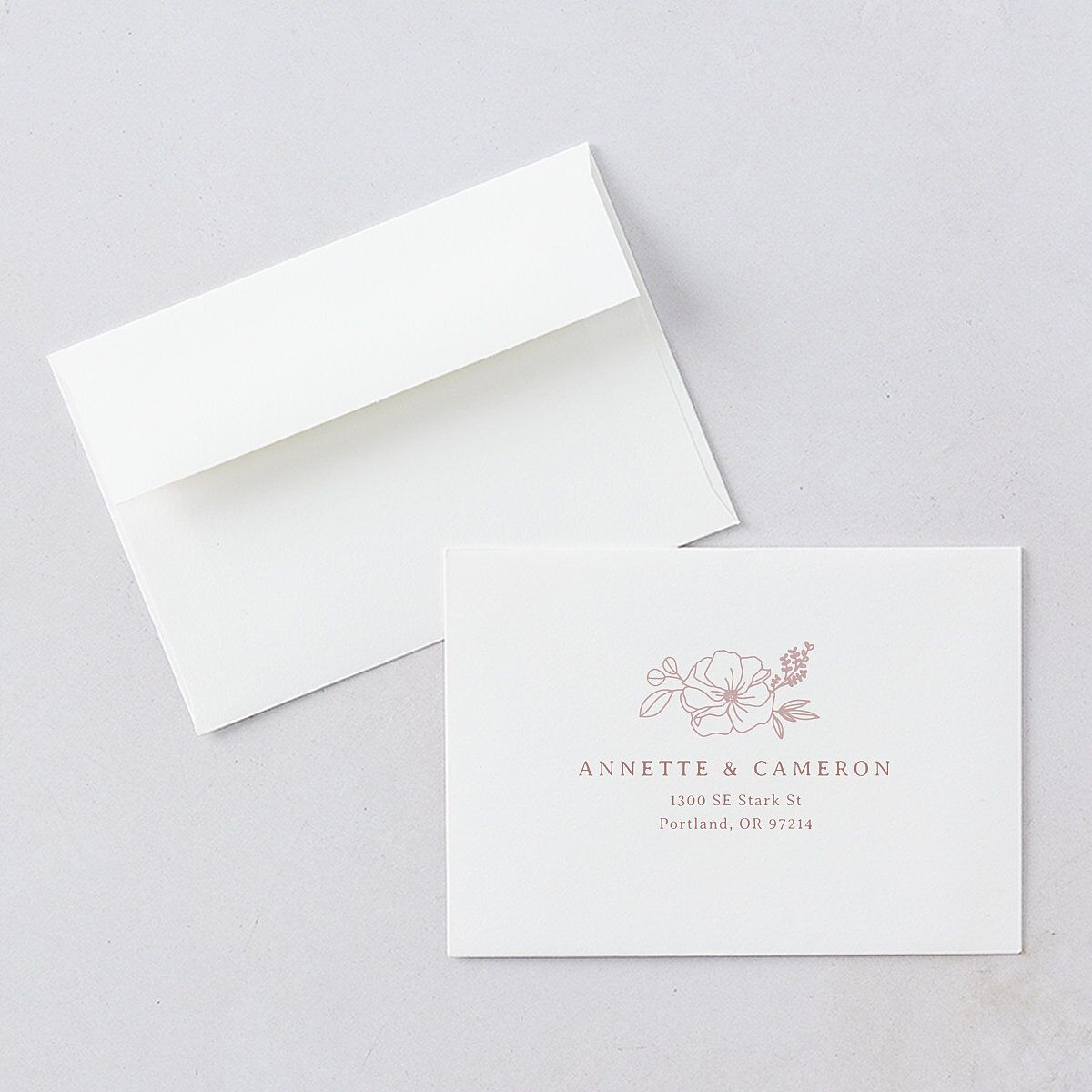 Floral Border Wedding Response Card Standard Envelopes White Standard Desert Rose Return Address Signature