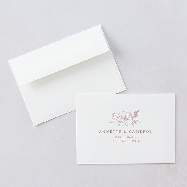 Floral Border Wedding Response Card Standard Envelopes White Standard Desert Rose Return Address Signature