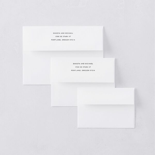 Signatures Save the Date Petite Card Envelopes White Off-White Both Recipient and Return Addresses Signature Standard