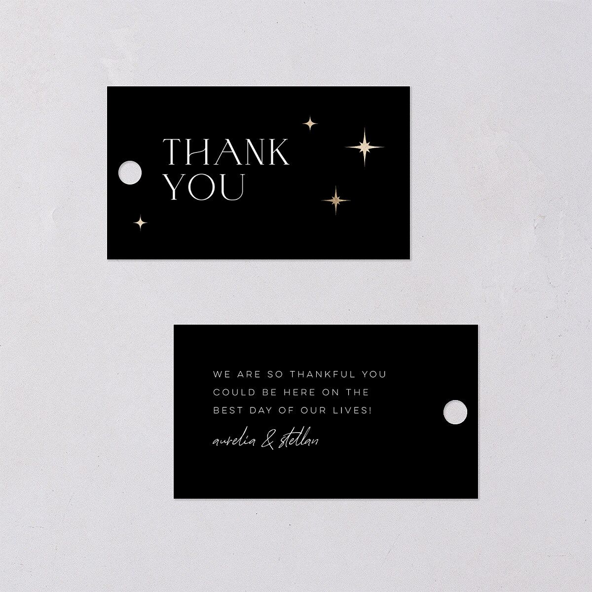 Starry Photo Foil Favor Gift Tags Midnight Gold Signature