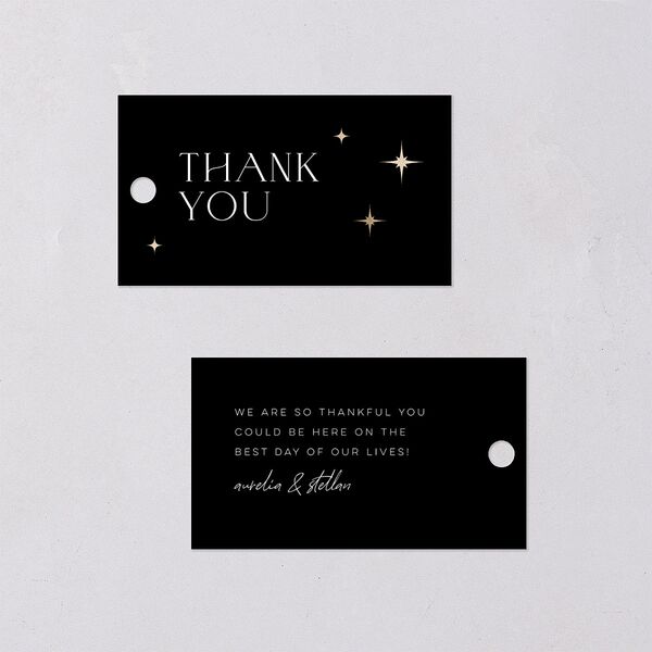 Starry Photo Foil Favor Gift Tags Midnight Gold Signature