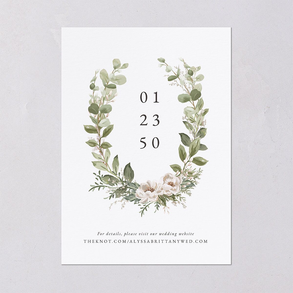 Greenery Laurel Save The Date Cards Champagne Signature smooth Blank No Standard