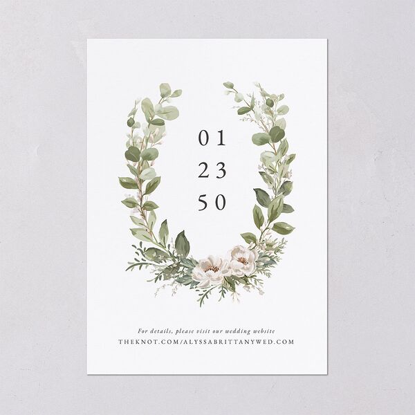 Greenery Laurel Save The Date Cards Champagne Signature smooth Blank No Standard