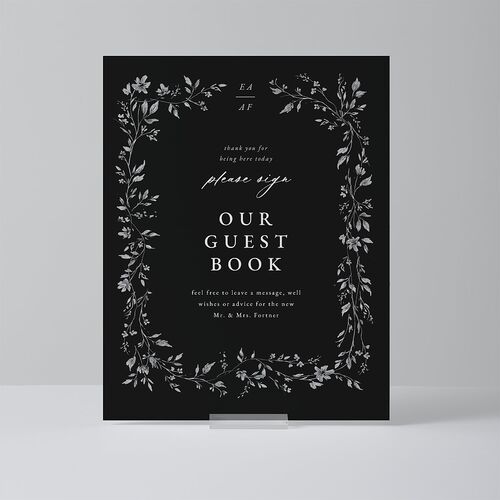 Timeless Floral Standard Tabletop Sign Small Charcoal Standard Outdoor Corrugated S Tabletop Table