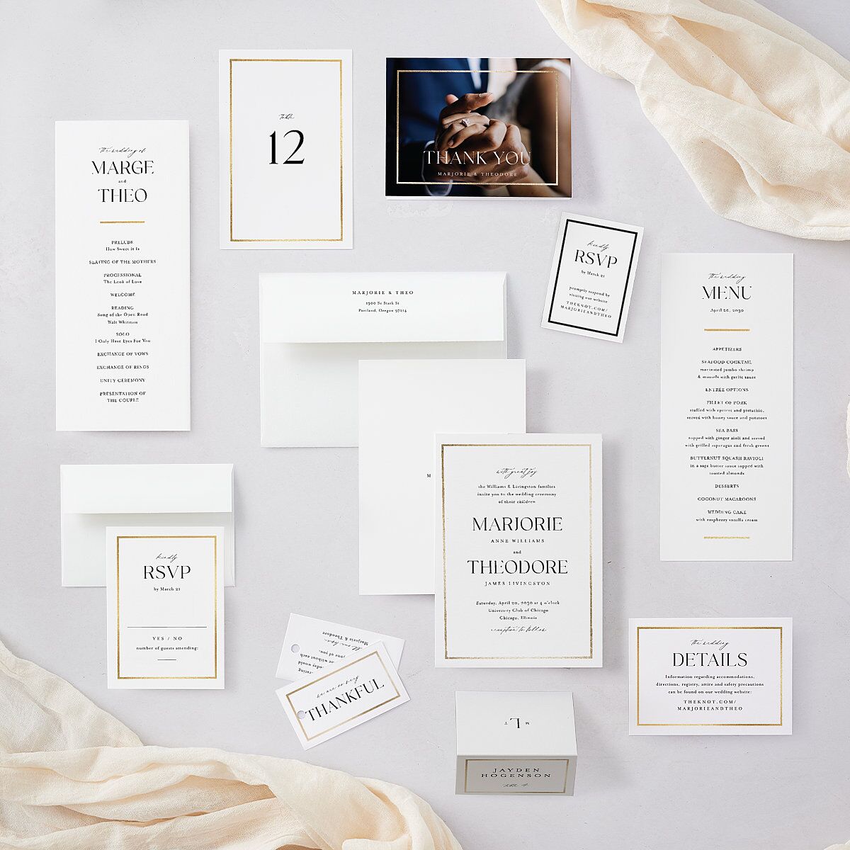 Joyful Union Foil Wedding Invitations Gold Pure White Signature Blank No Standard