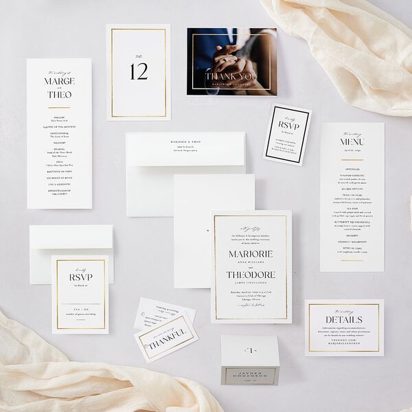 Joyful Union Foil Wedding Invitations Gold Pure White Signature Blank No Standard
