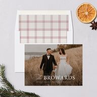 Meet the Newlyweds Holiday Cards Burgundy Signature Blank Standard