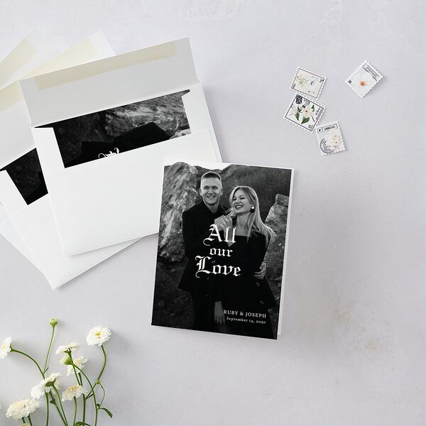 Minimalist Gothic Typography Photo Thank You Cards Midnight
