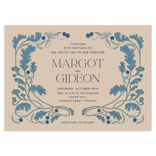 Climbing Leaves Wedding Invitations Midnight Navy Signature Blank No Standard