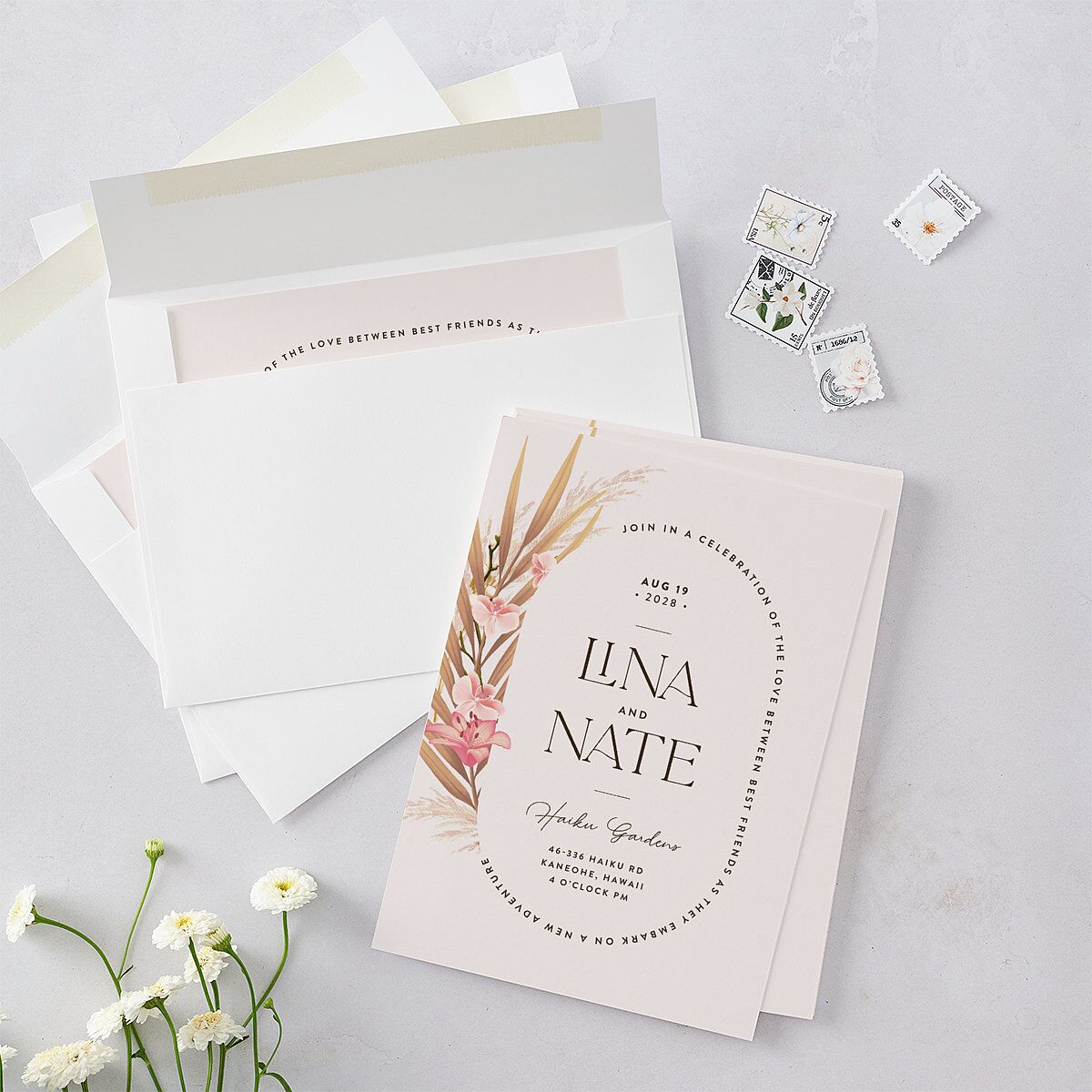 Tropical Oval Wedding Invitations — view 4