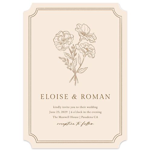 Vintage Botanical Sketch Wedding Invitations Saddle Signature Blank No Ticket