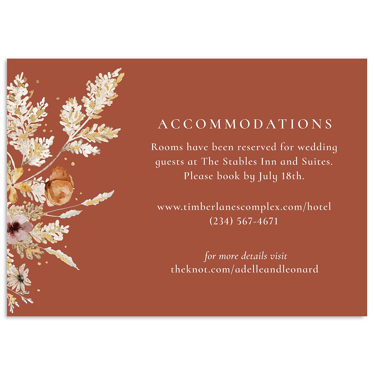Dried Blooms Wedding Enclosure Cards