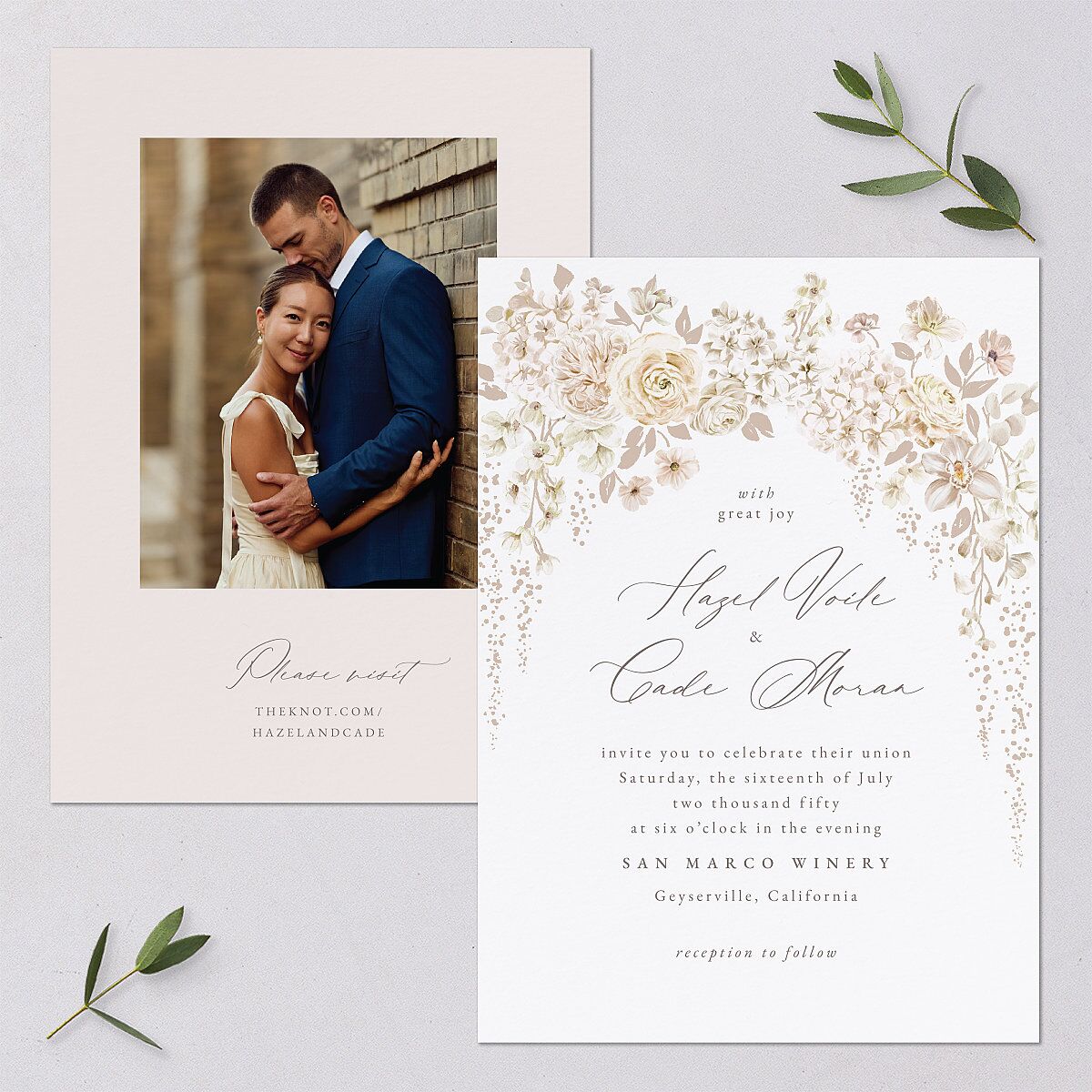 Luxury Floral Archway Wedding Invitations Dijon Signature Blank No Standard