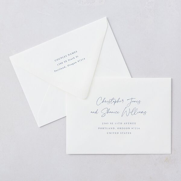 Coastal Love Save The Date Card Euro Envelopes White Luxe Cruise Both Recipient and Return Addresses Signature