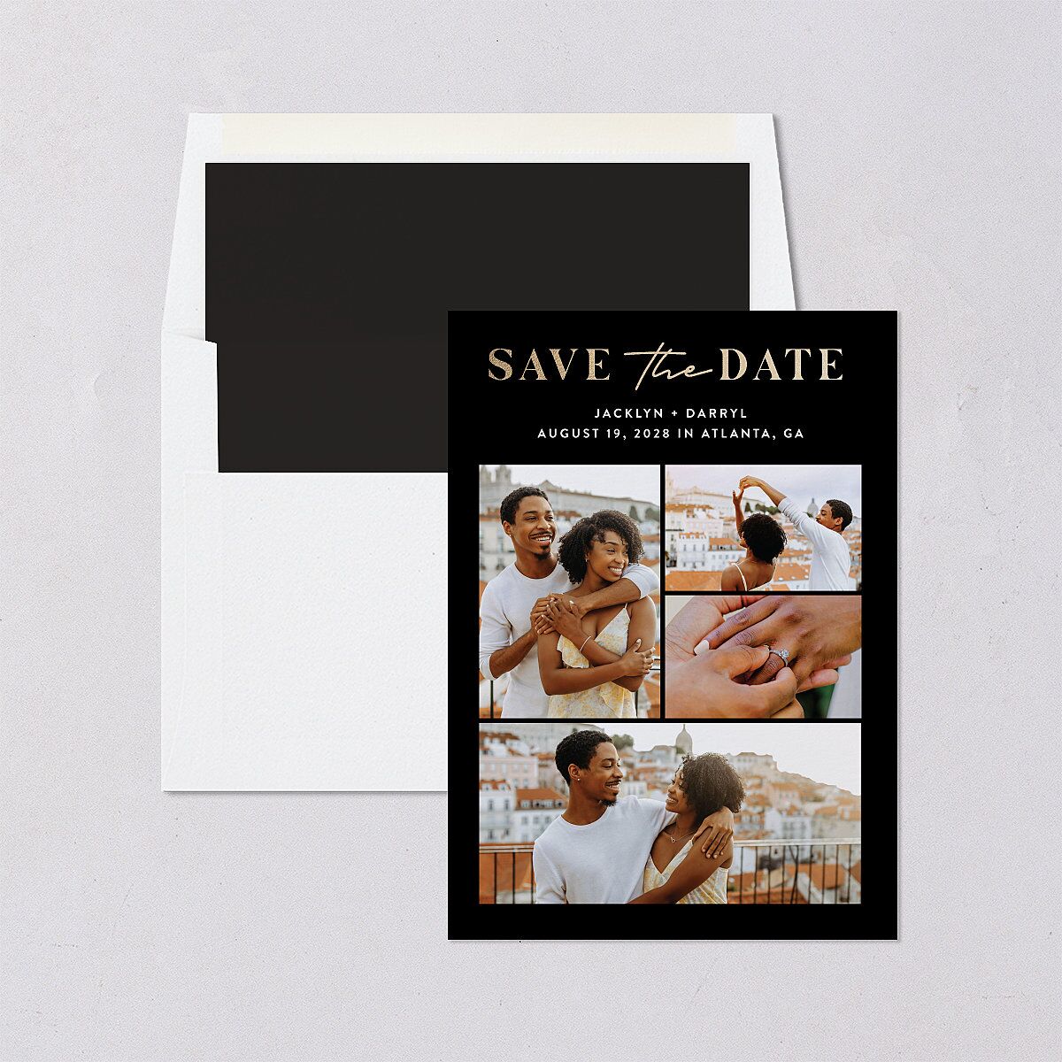 Gilded Photo Grid Save the Date Cards — view 4